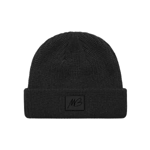 Initials Patch Black Beanie