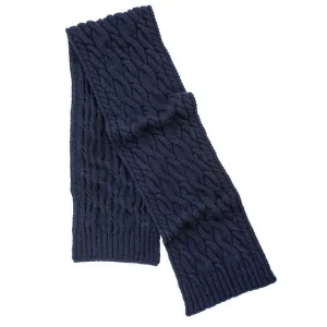 Irish Cable Knit Scarf - Navy