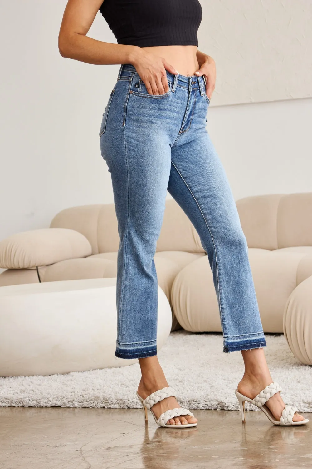 Judy Blue Release Hem Cropped Bootcut Jeans