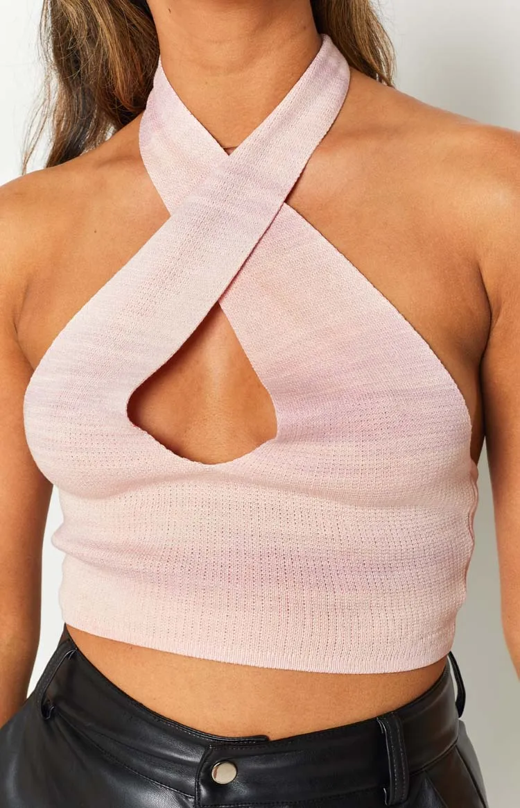 Juliana Knit Halter Top Pink