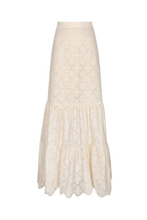 Julieta Cotton Eyelet Maxi Skirt / Cream