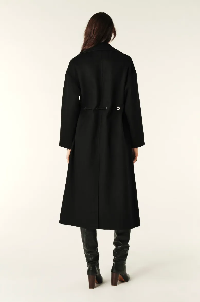 Kate Wool Drawstring Coat Black