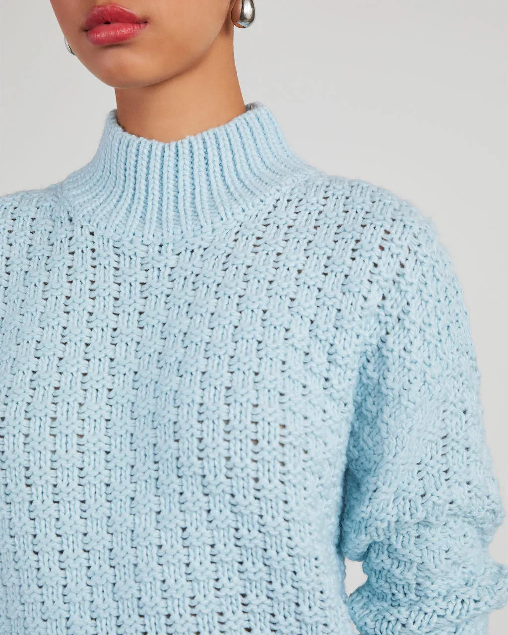 Kerri Textured Mock Neck Knit Sweater