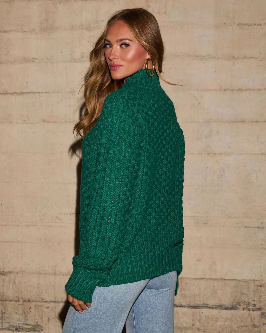 Kerri Textured Mock Neck Knit Sweater