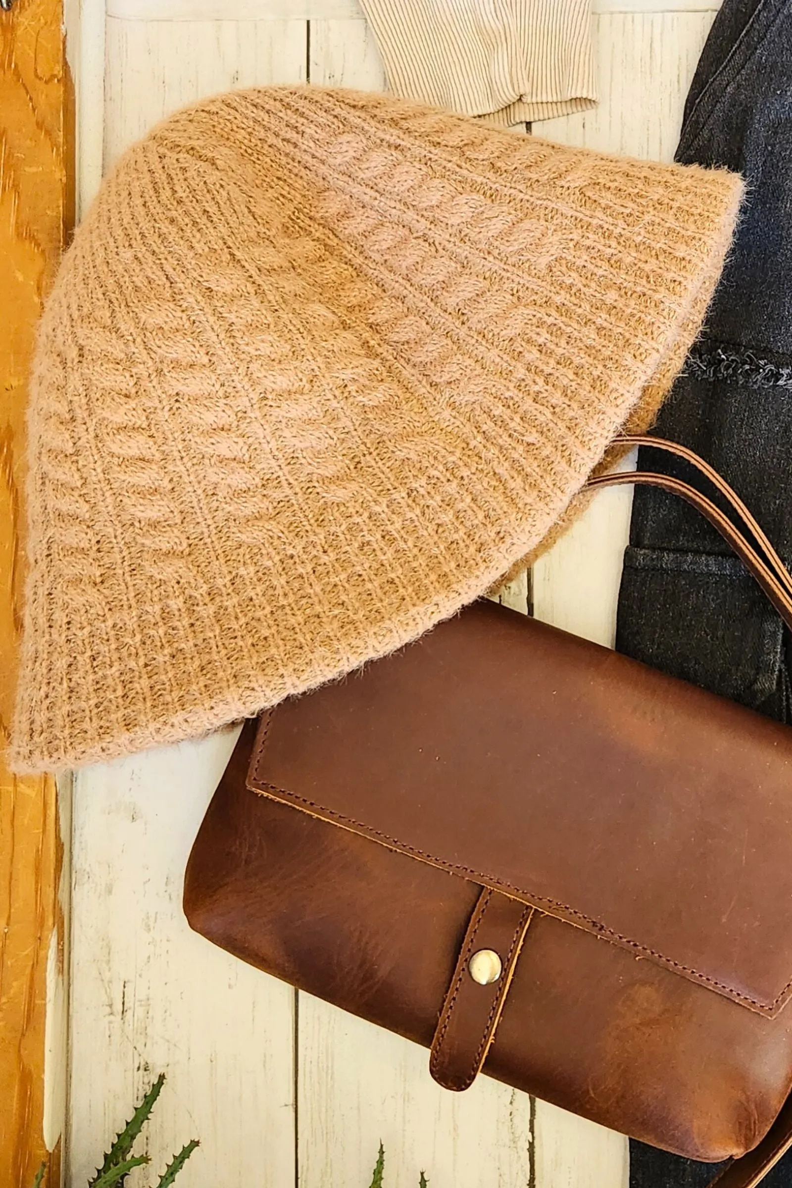 Khaki Knit Bucket Hat