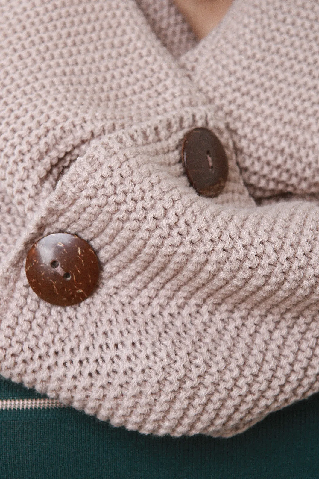 Knitted Button Infinity Scarf