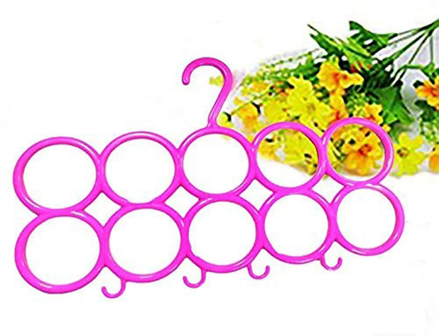 Kuber Industries 10-Circle Plastic 4 Pieces Ring Hanger for Scarf, Shawl, Tie, Belt, Closet Accessory Wardrobe Organizer (Multicolour) - CTKTC030761