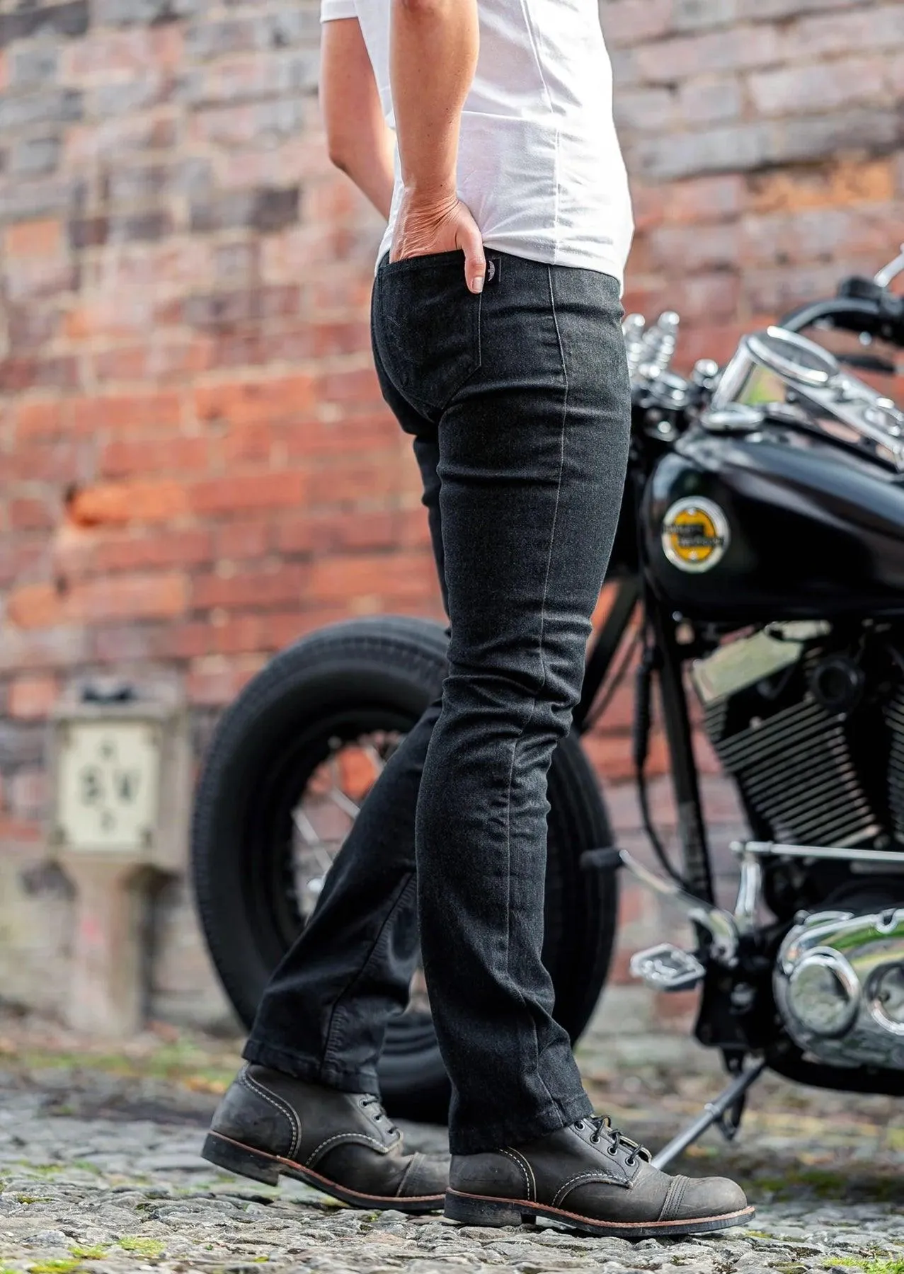 Ladies Taranis Elite AAA-rated single-layer motorcycle jeans in black