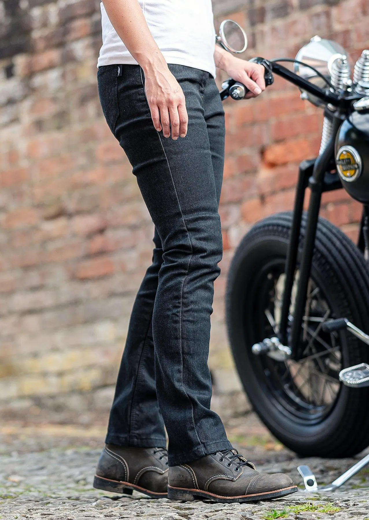 Ladies Taranis Elite AAA-rated single-layer motorcycle jeans in black