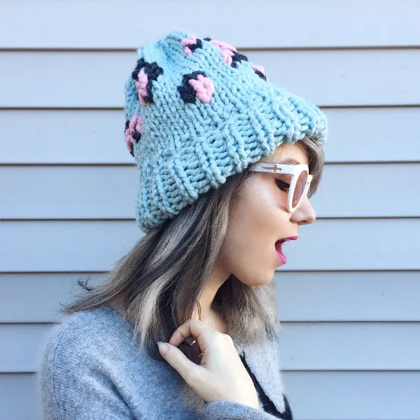 Leopard Beanie in Cotton Candy