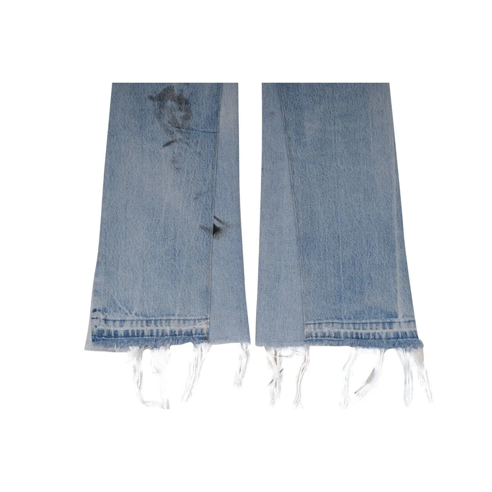 Light Wash Blue Oil Stain Distressed Denim La Flare Jeans