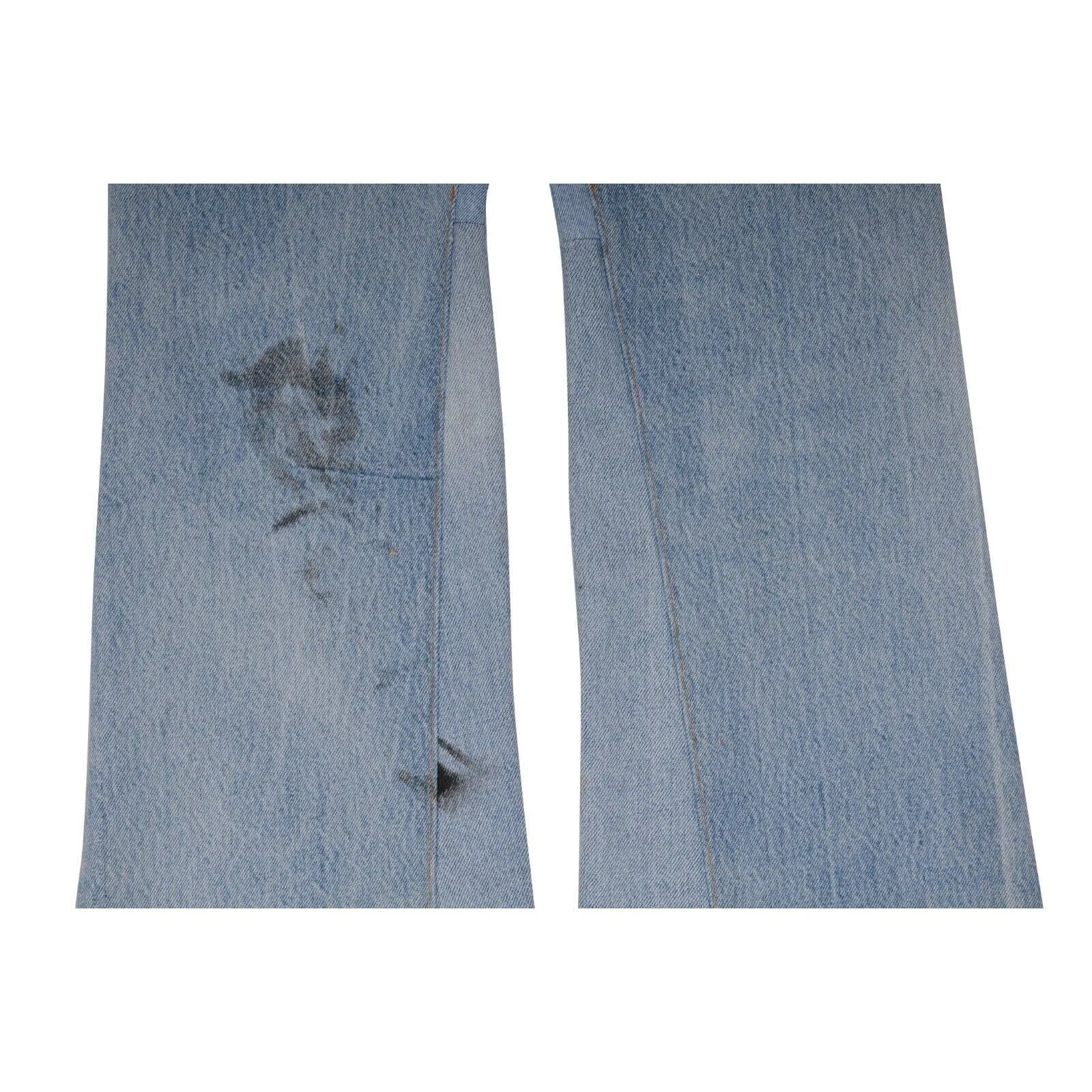 Light Wash Blue Oil Stain Distressed Denim La Flare Jeans