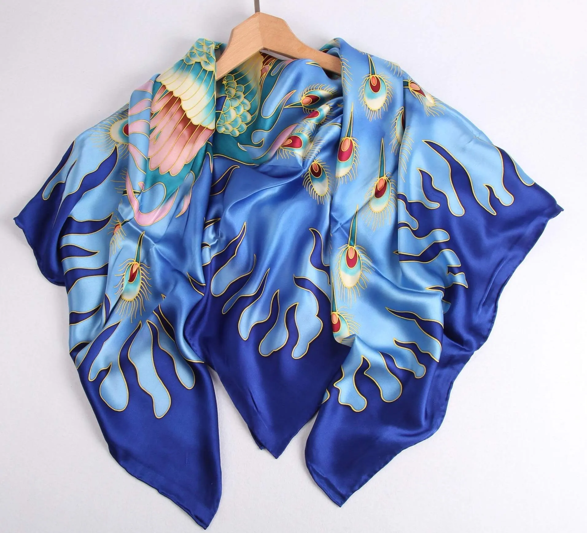 Limited Edition Hand Painted Silk Scarf| Blue