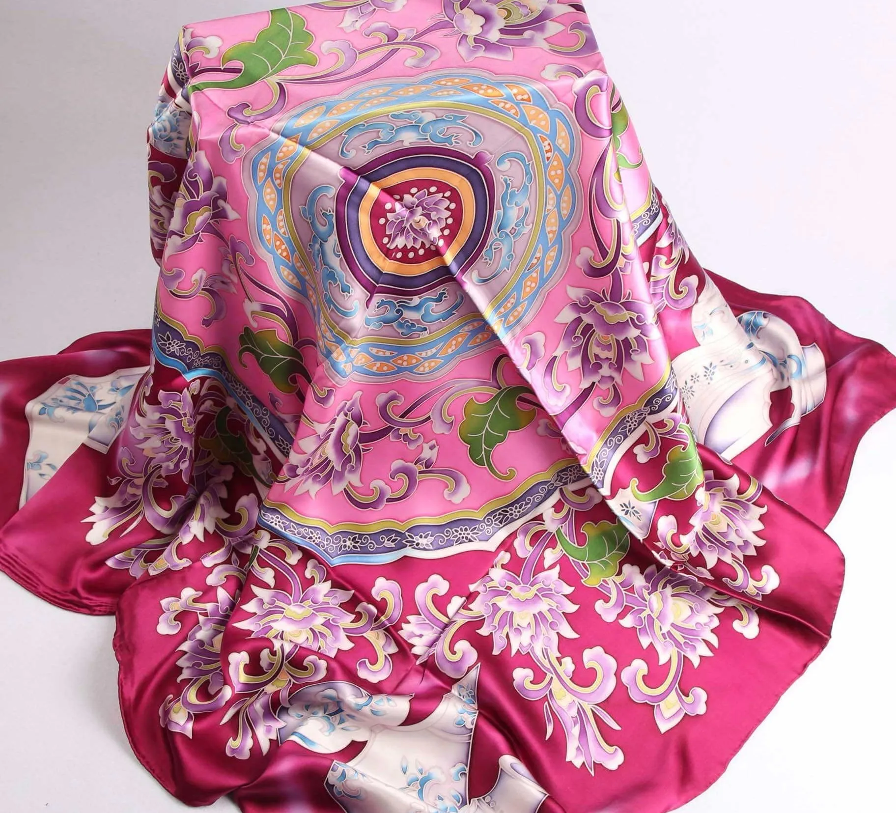 Limited Edition Hand Painted Silk Scarf| Pink