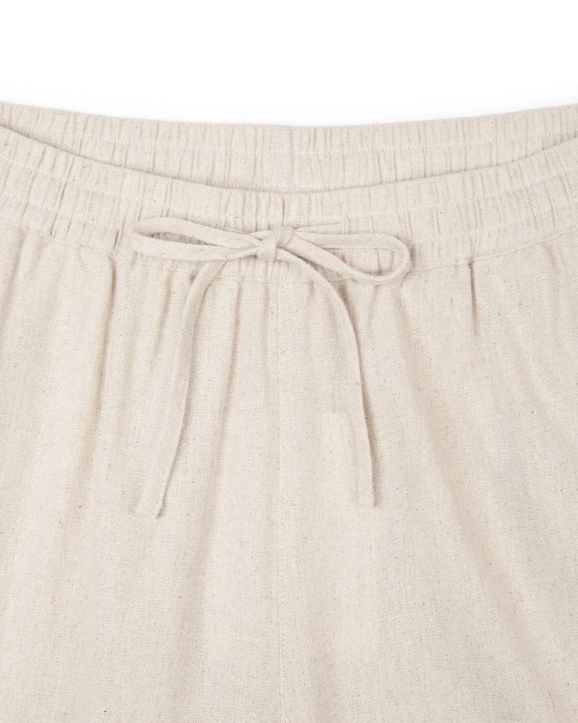 Linen-Blend Wide Leg Trousers - Natural