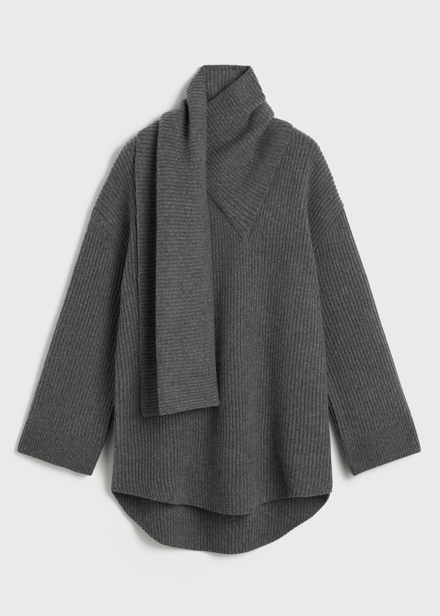 Long scarf knit dark grey melange