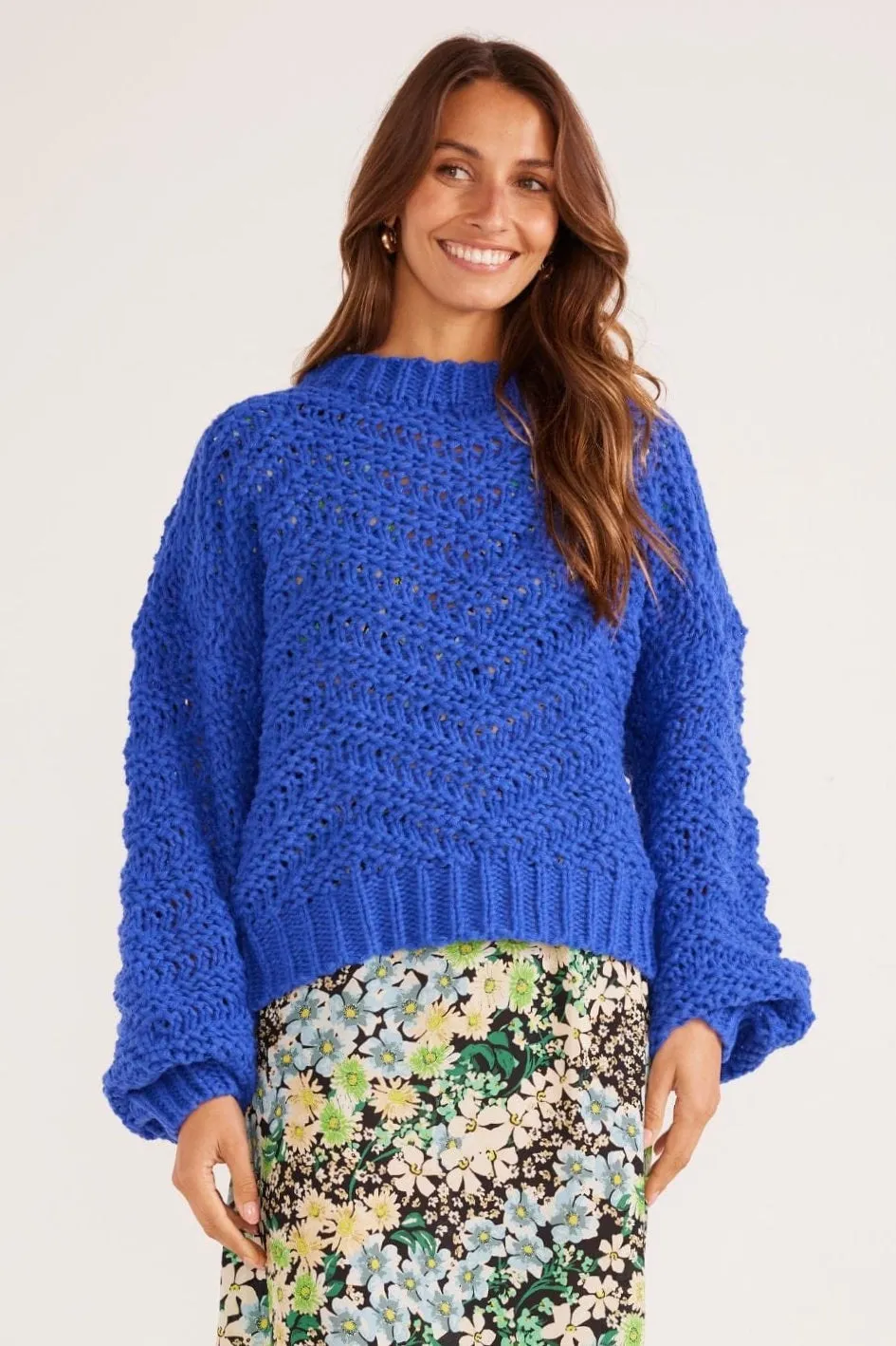 Luna Sapphire Zig Zag Knit Jumper