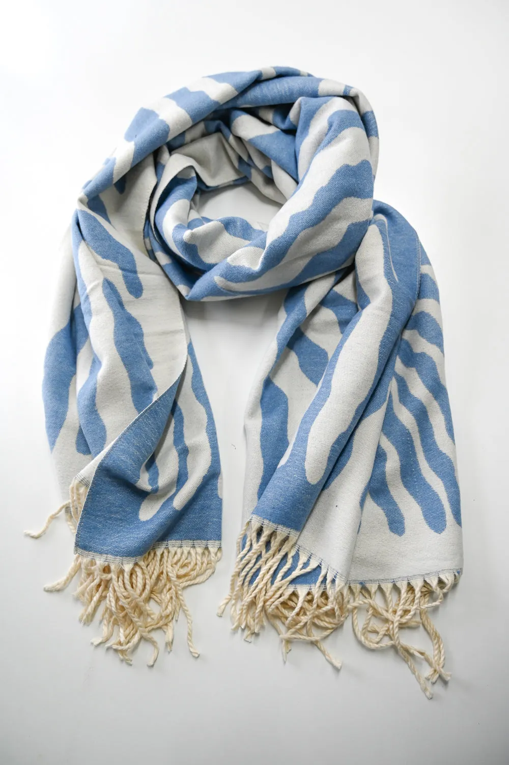 Luxurious Soft Tassel Scarf | Sky Blue