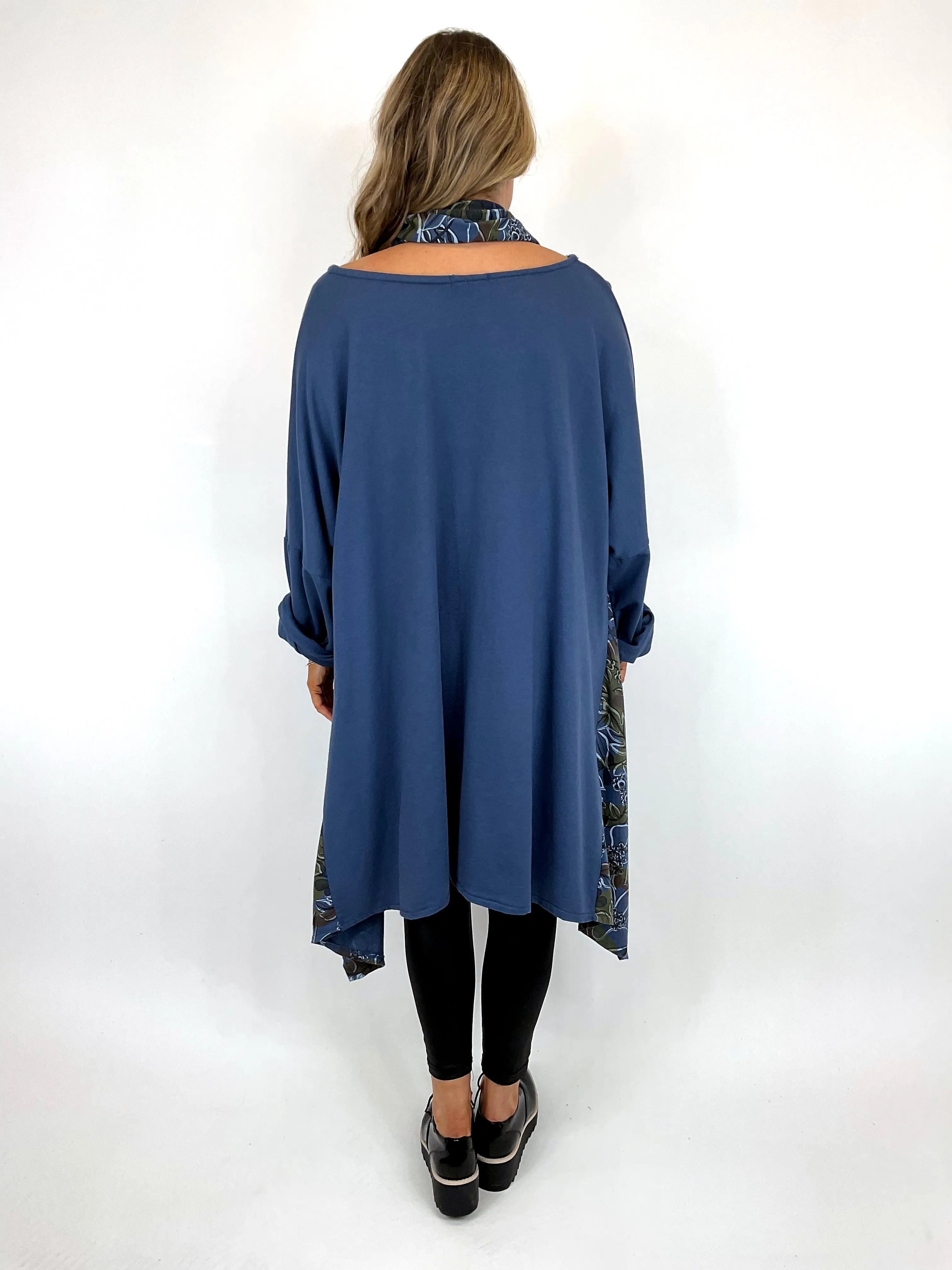 Made in Italy Lagenlook Ashley Scarf Top in Denim Blue. code 11022