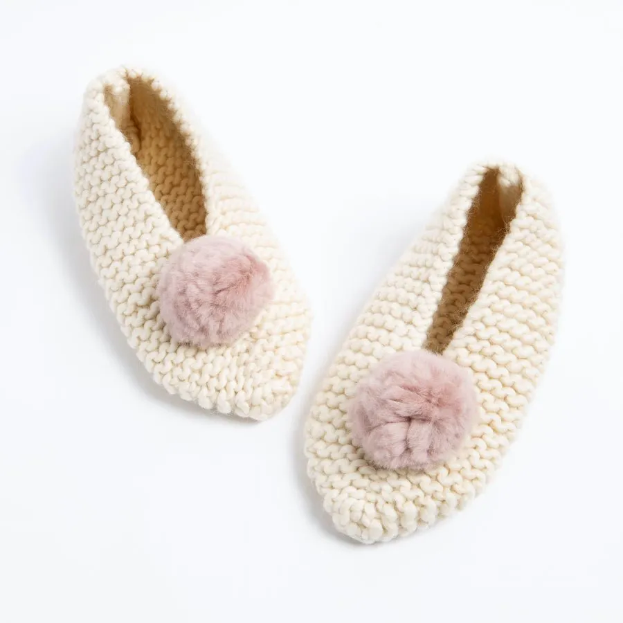 Mary Jane Pompom Slipper Knitting Kit