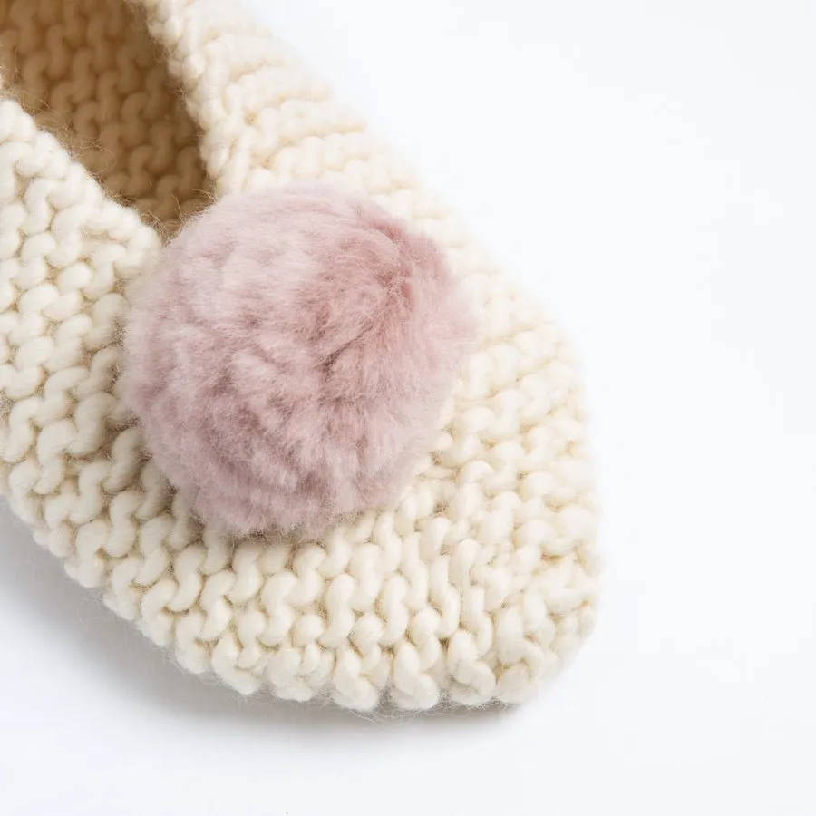 Mary Jane Pompom Slipper Knitting Kit