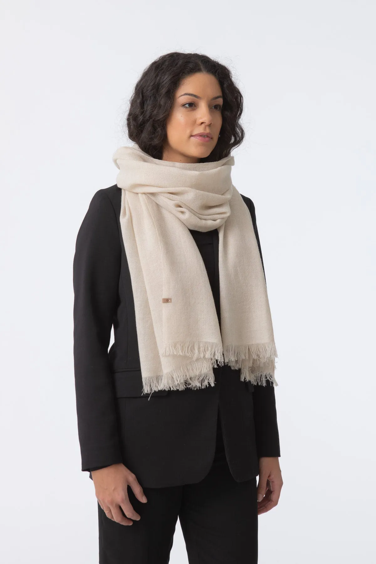 Merino Woven Scarf in Almond