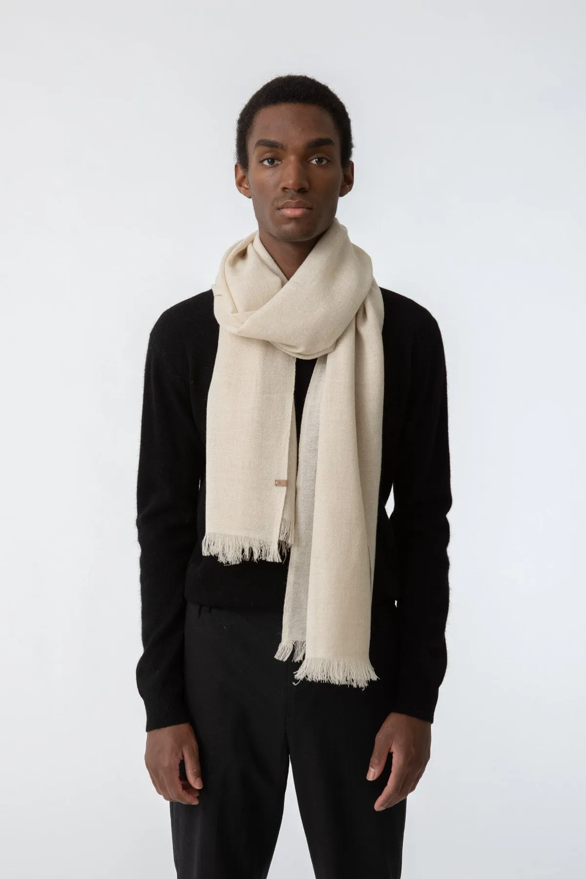 Merino Woven Scarf in Almond