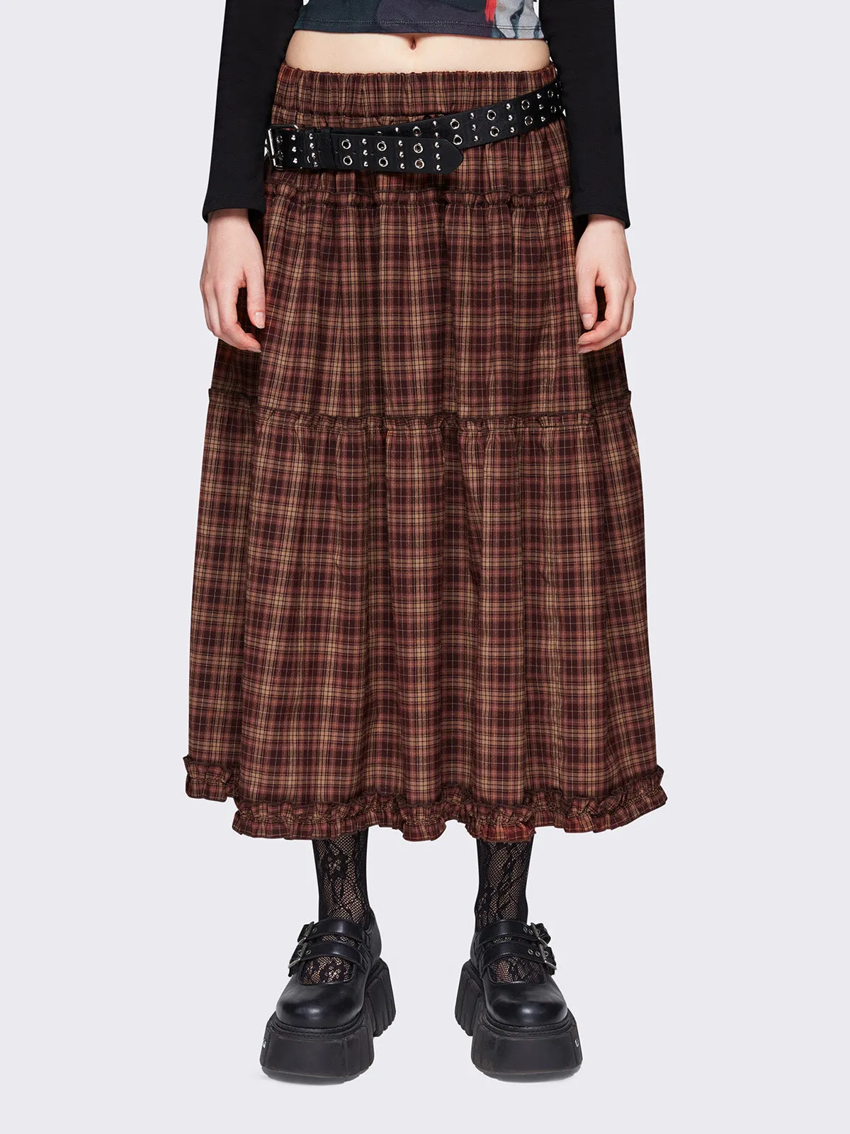 Millie Check Maxi Skirt