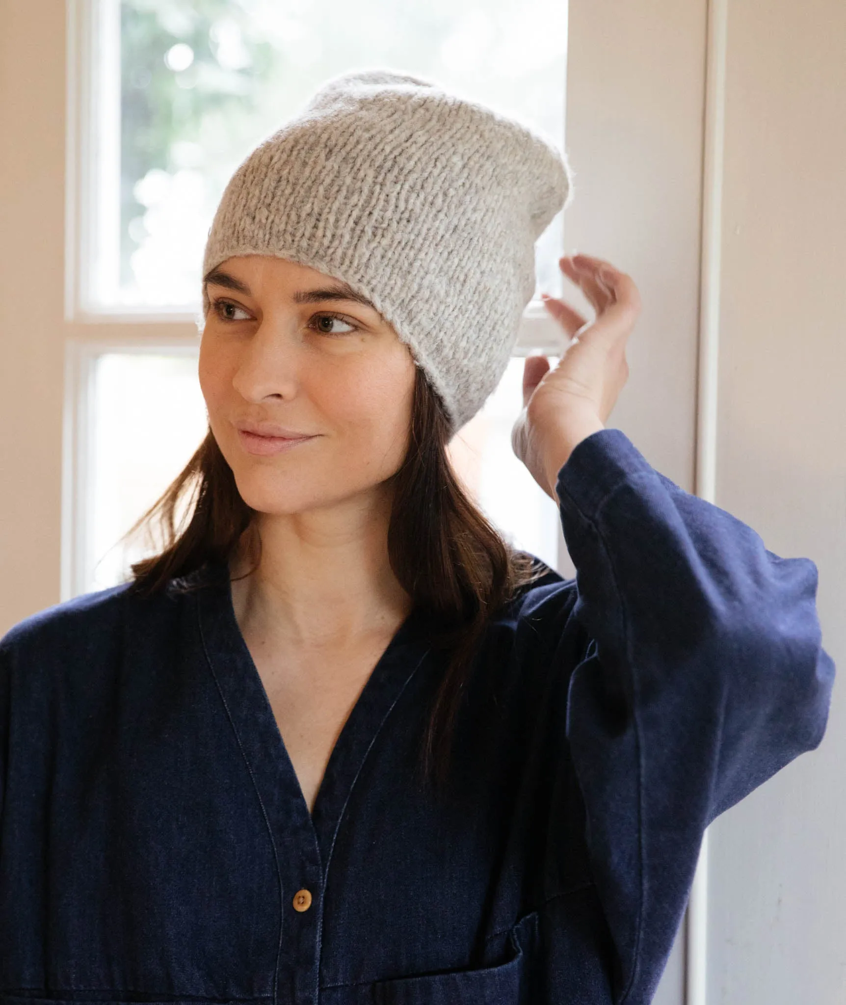 Minimalist Hat Using Rowan Brushed Fleece