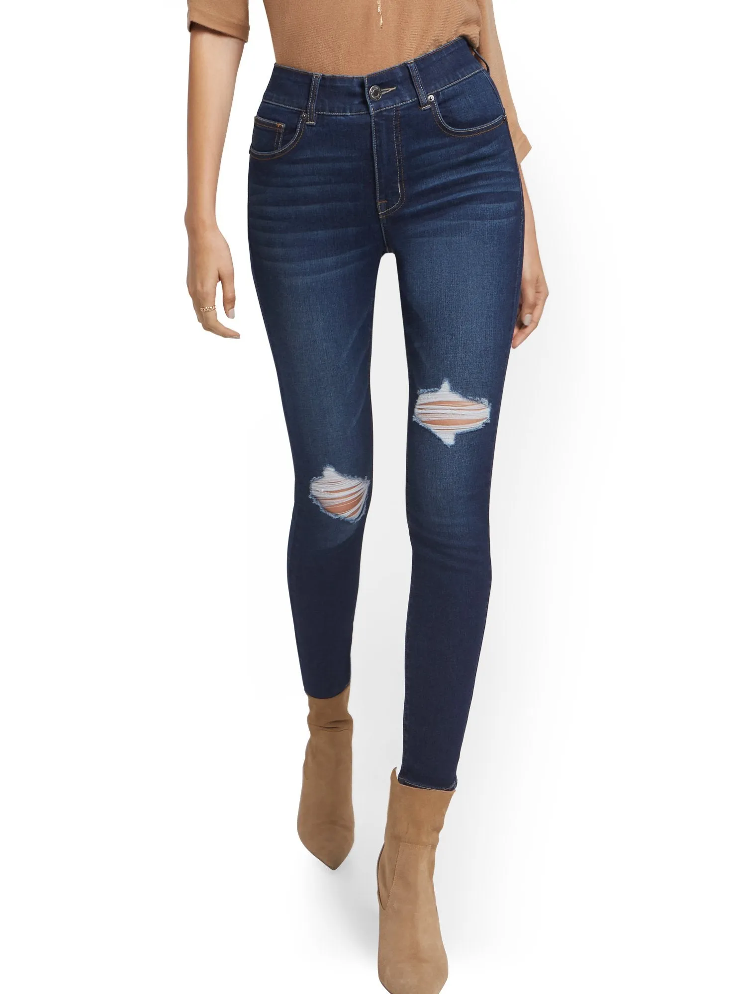 Mya Curvy High-Waisted Sculpting No Gap Super-Skinny Ankle Jeans