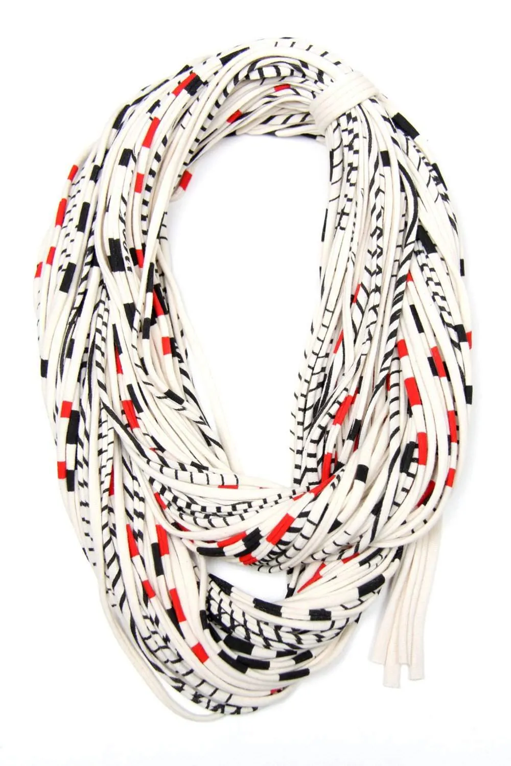 Necklush Chunky Scarf / Striped Red & Black / Unisex