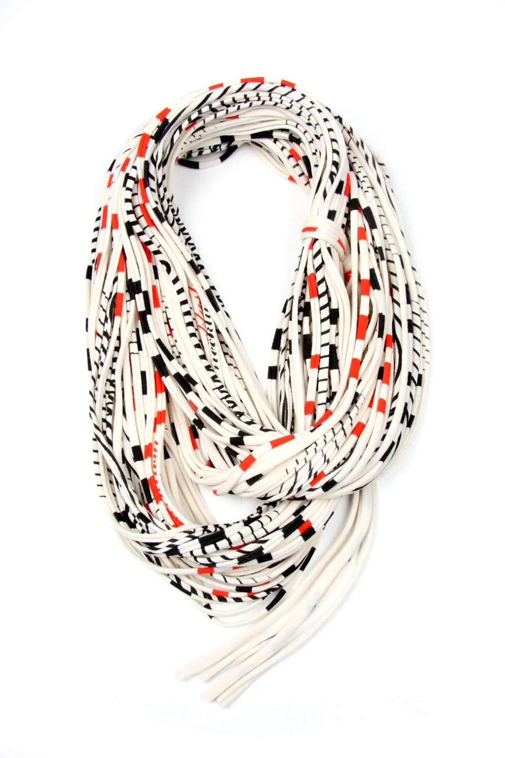 Necklush Chunky Scarf / Striped Red & Black / Unisex