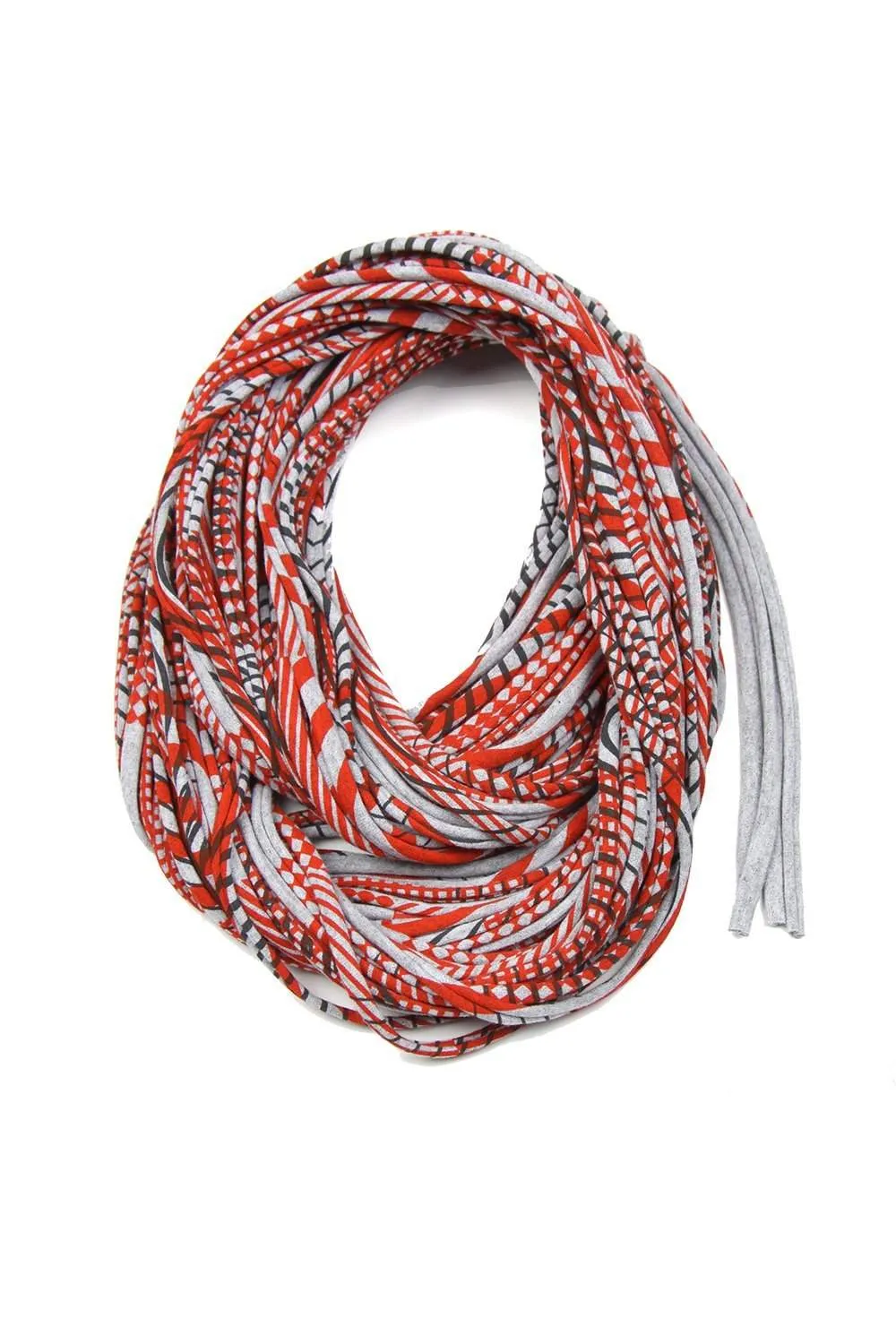 Necklush Cowl Scarf / Red & Heather Grey / Unisex