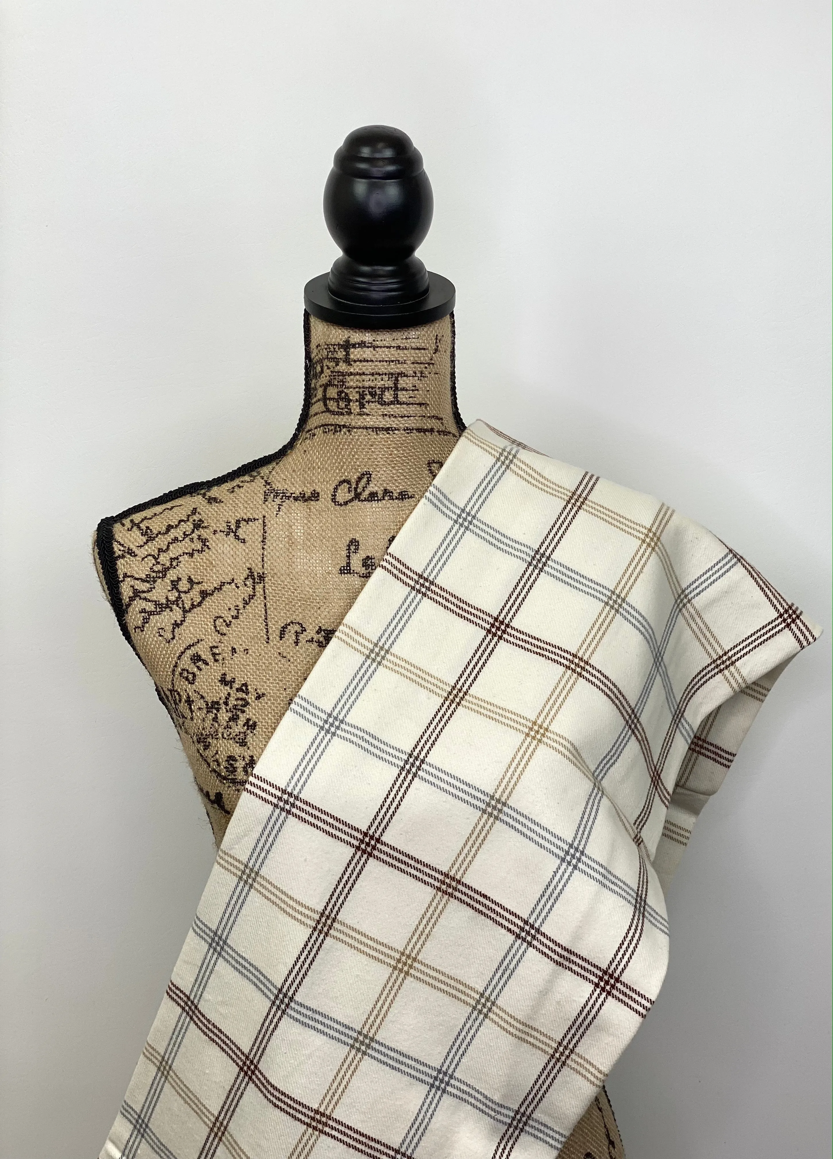 Neutrals in Cream with Tan, Brown, and Gray Plaid Flannel Infinity or Blanket Scarf