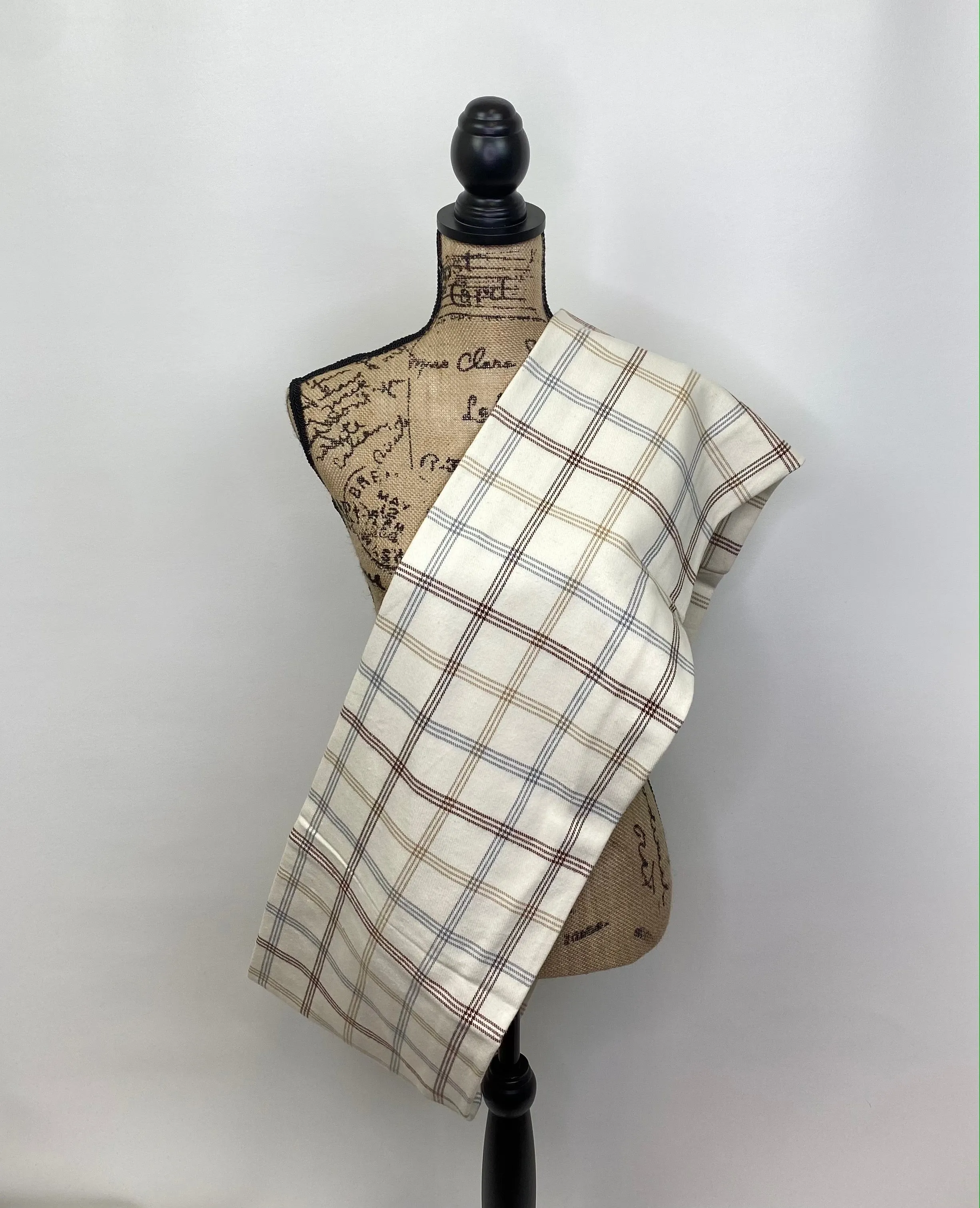 Neutrals in Cream with Tan, Brown, and Gray Plaid Flannel Infinity or Blanket Scarf