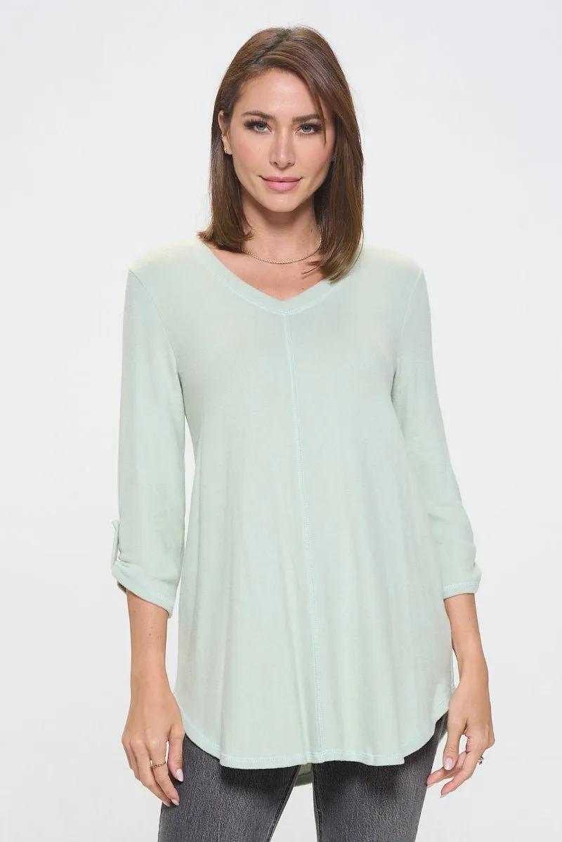 Nora soft V-neck Tunic Long Sleeve T-shirt