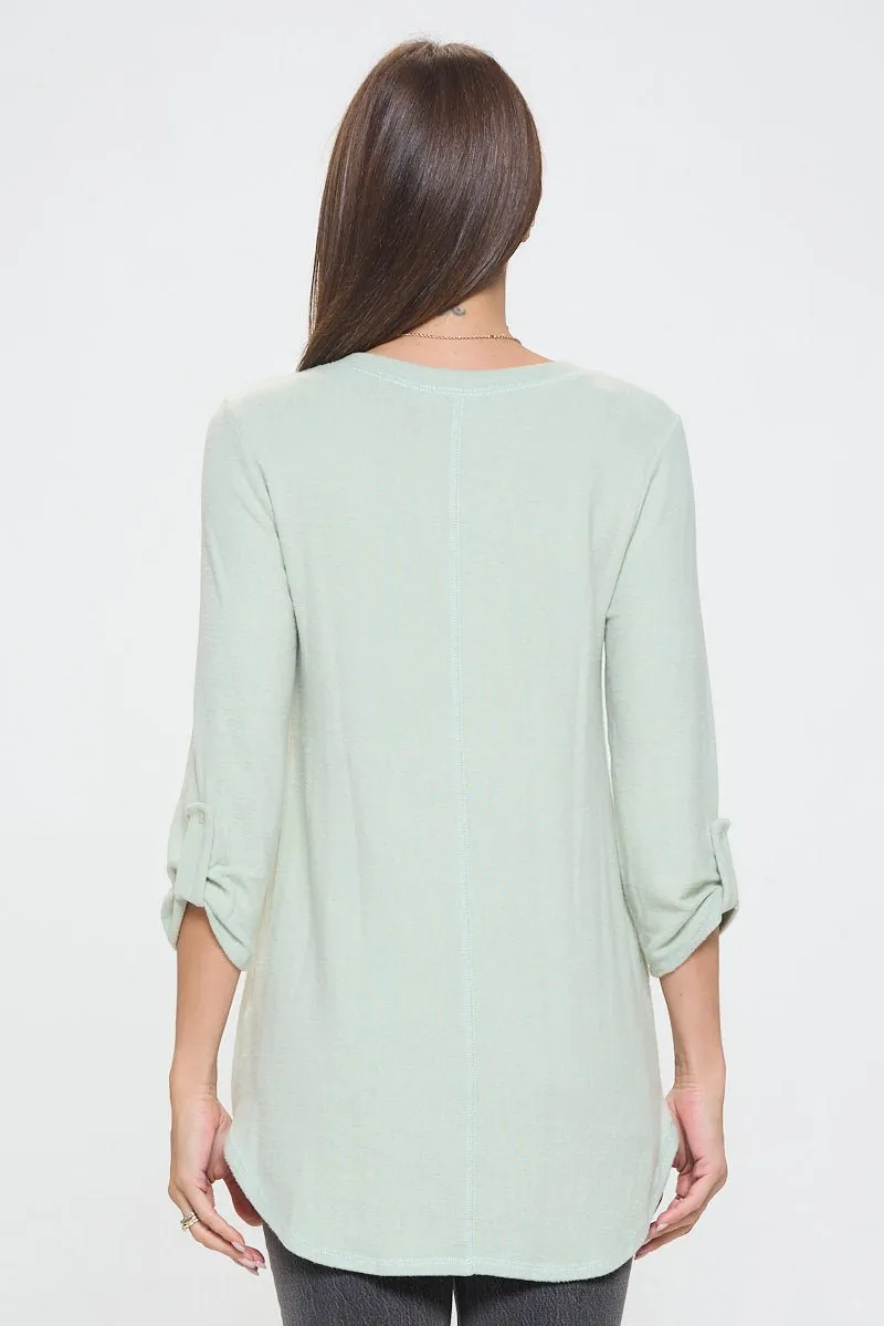 Nora soft V-neck Tunic Long Sleeve T-shirt