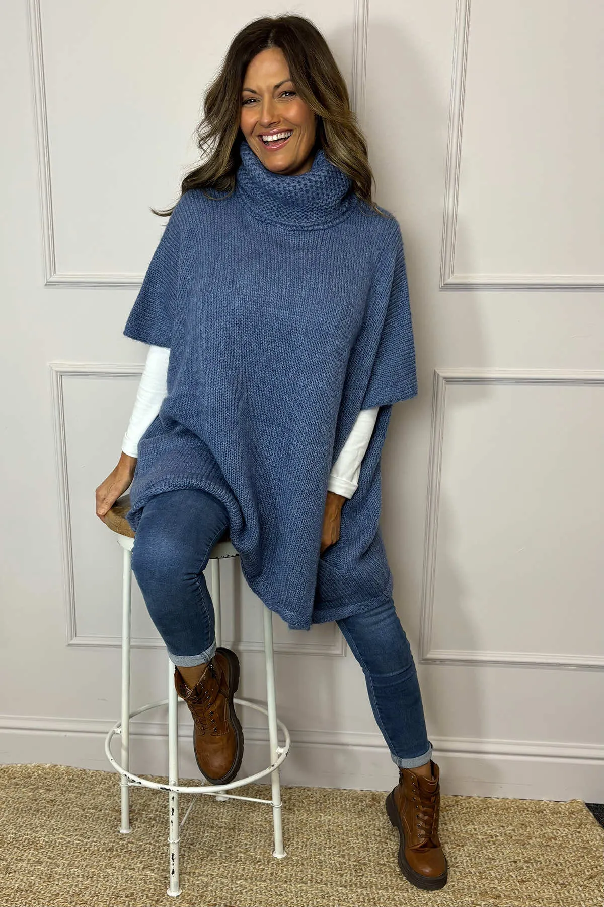 Norah Polo Neck Knitted Jumper Blue