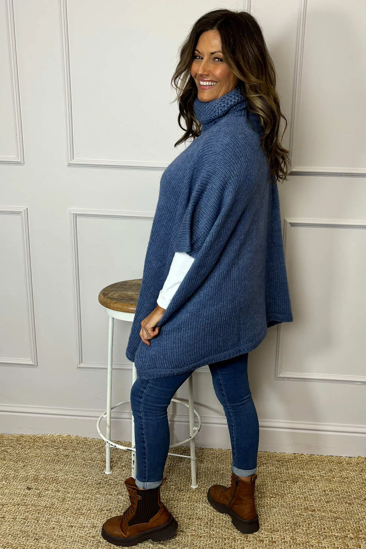 Norah Polo Neck Knitted Jumper Blue