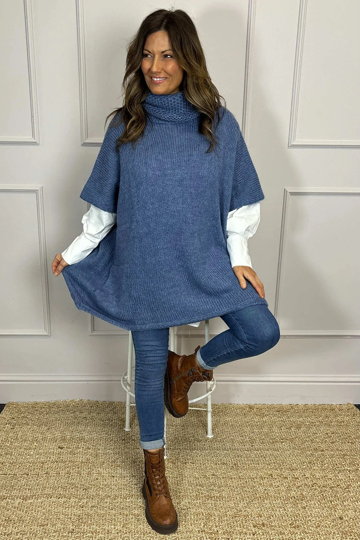 Norah Polo Neck Knitted Jumper Blue