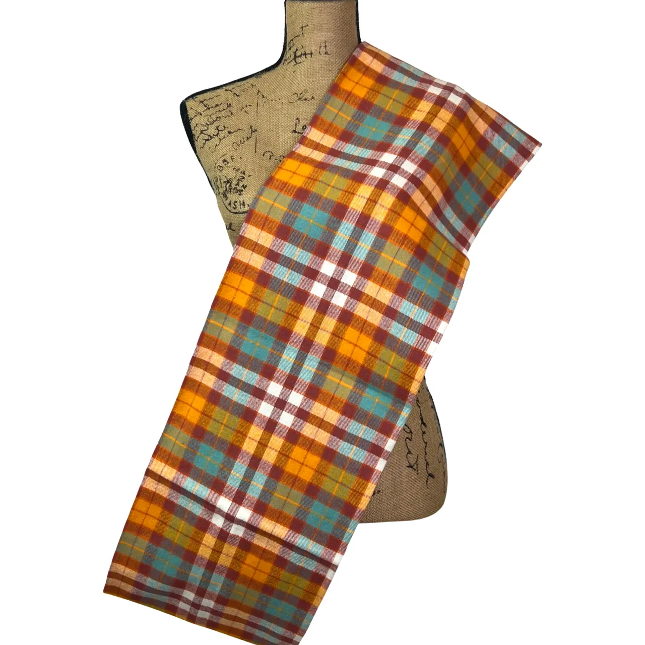 Orange, Rust, Teal and White Luxe Collection Plaid Infinity and Blanket Scarves