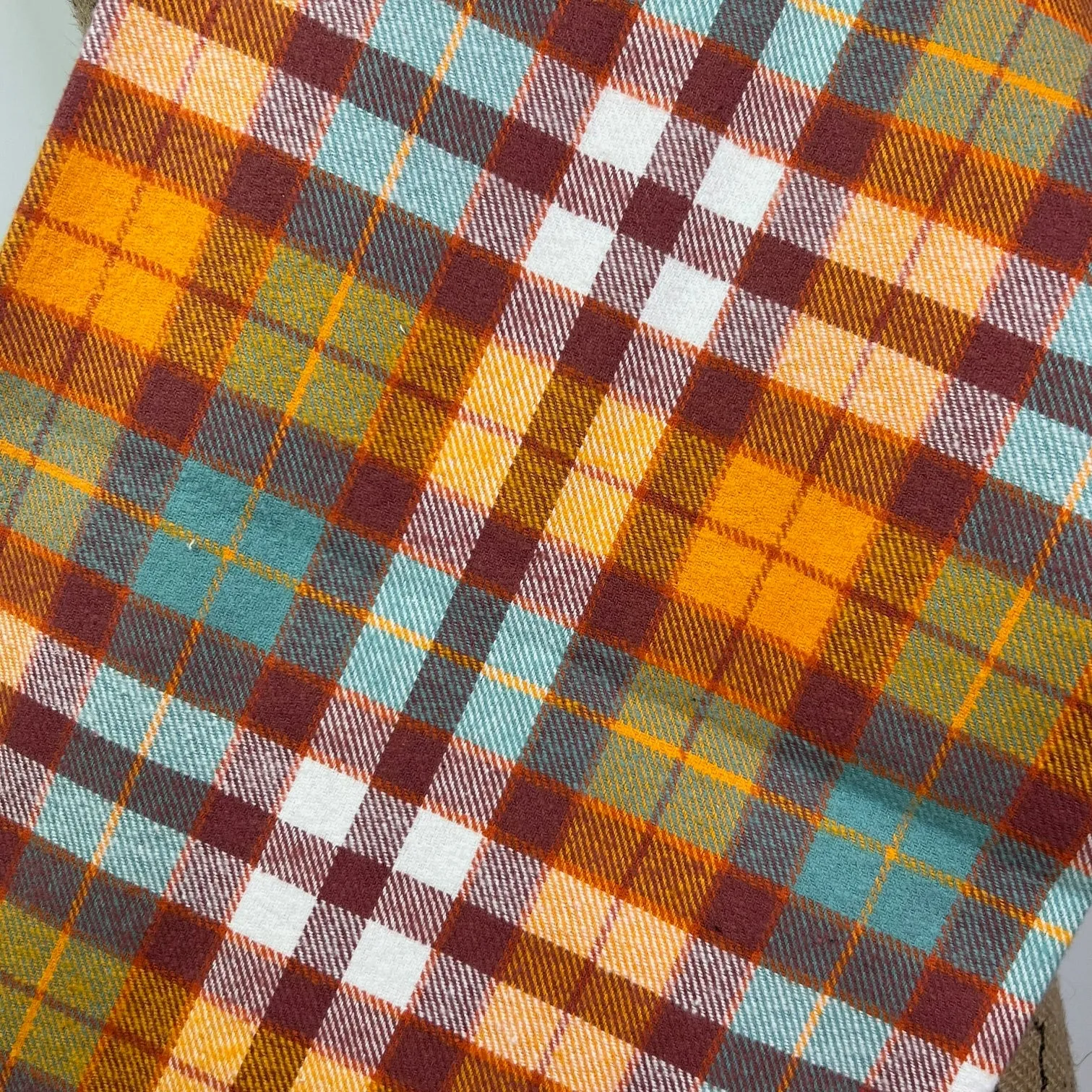 Orange, Rust, Teal and White Luxe Collection Plaid Infinity and Blanket Scarves