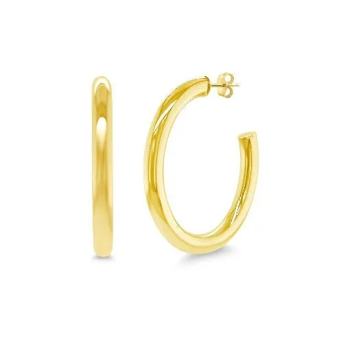 Oval Open Gold Tube Hoops