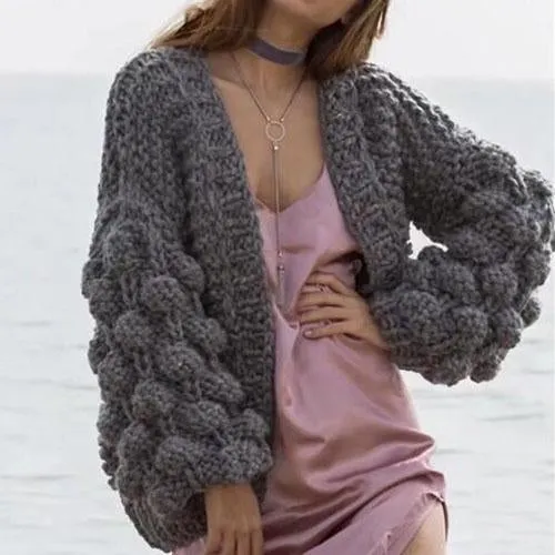 Oversized Chunky Thick Cable Knit Cardigan Sweater