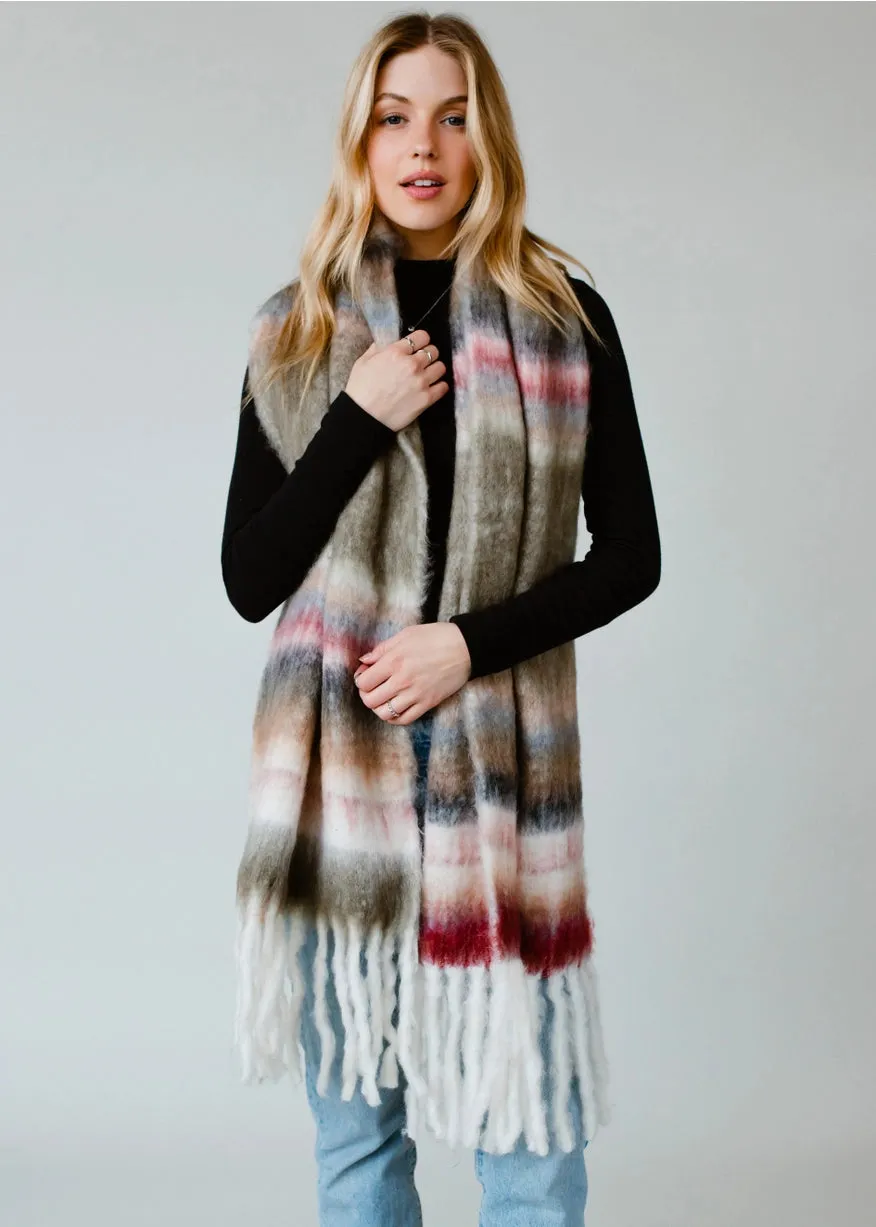 Panache Apparel Co. Olive Multicolored Striped Scarf