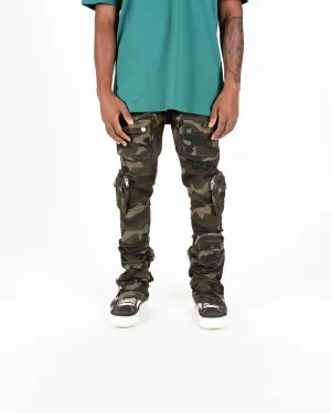 Pheelings JOURNEY TO GREATNESS CARGO FLARE STACK DENIM (CAMO GREEN)