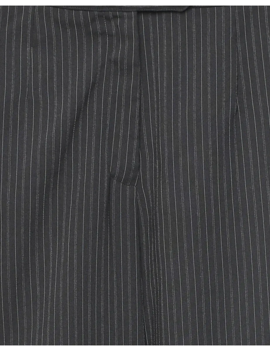 Pinstriped Black Casual Trousers - W35 L32