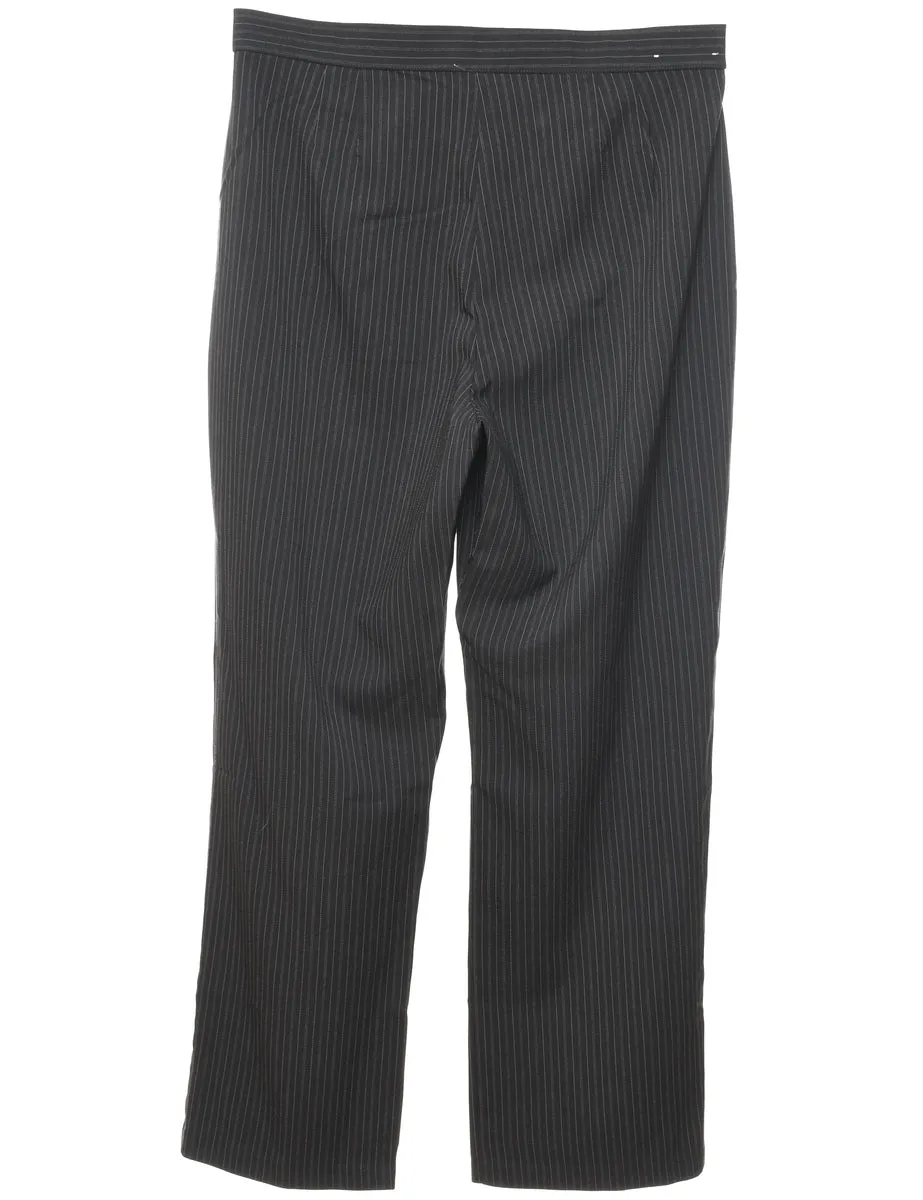 Pinstriped Black Casual Trousers - W35 L32