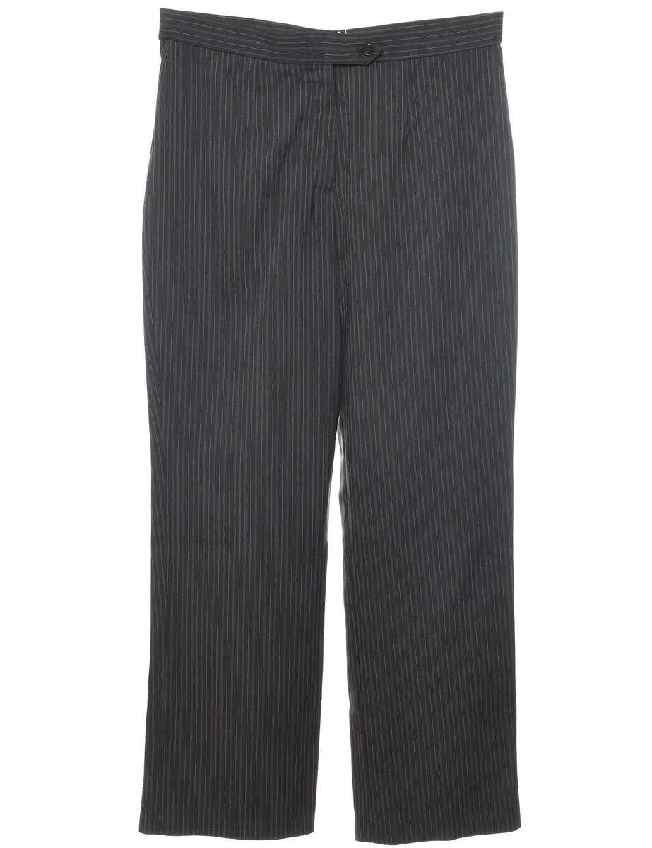 Pinstriped Black Casual Trousers - W35 L32