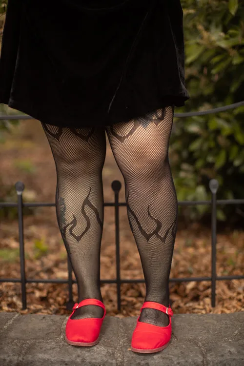 Plus Size Flame Net Tights